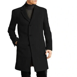 Tommy Hilfiger Men’s Black Single Breasted 3 Button Wool Blend Coat